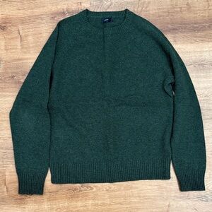 J. Crew Forest Green Crewneck Lambs Wool Sweater